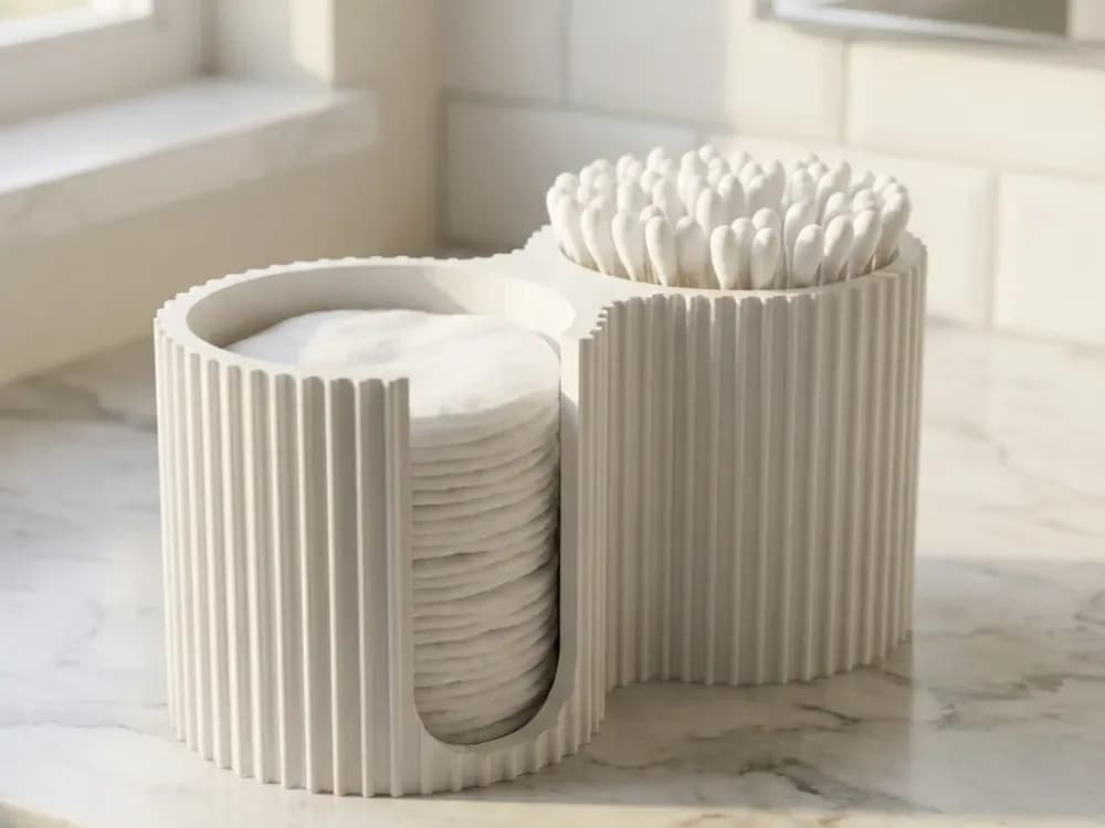 Pads & Swabs Holder Ribbed Bath Organizer