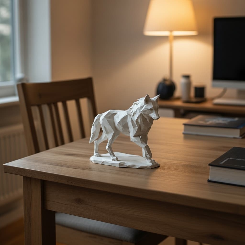 Ultra Low Poly Geometric Wolf Sculpture — 2