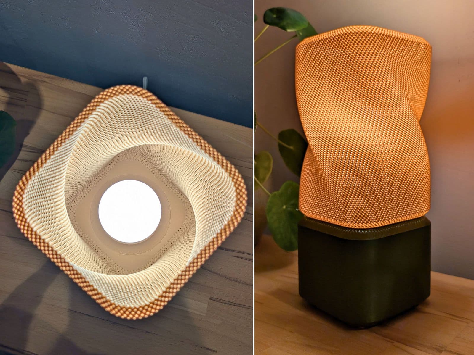 rectangular twisted lamp with basket structure — 2