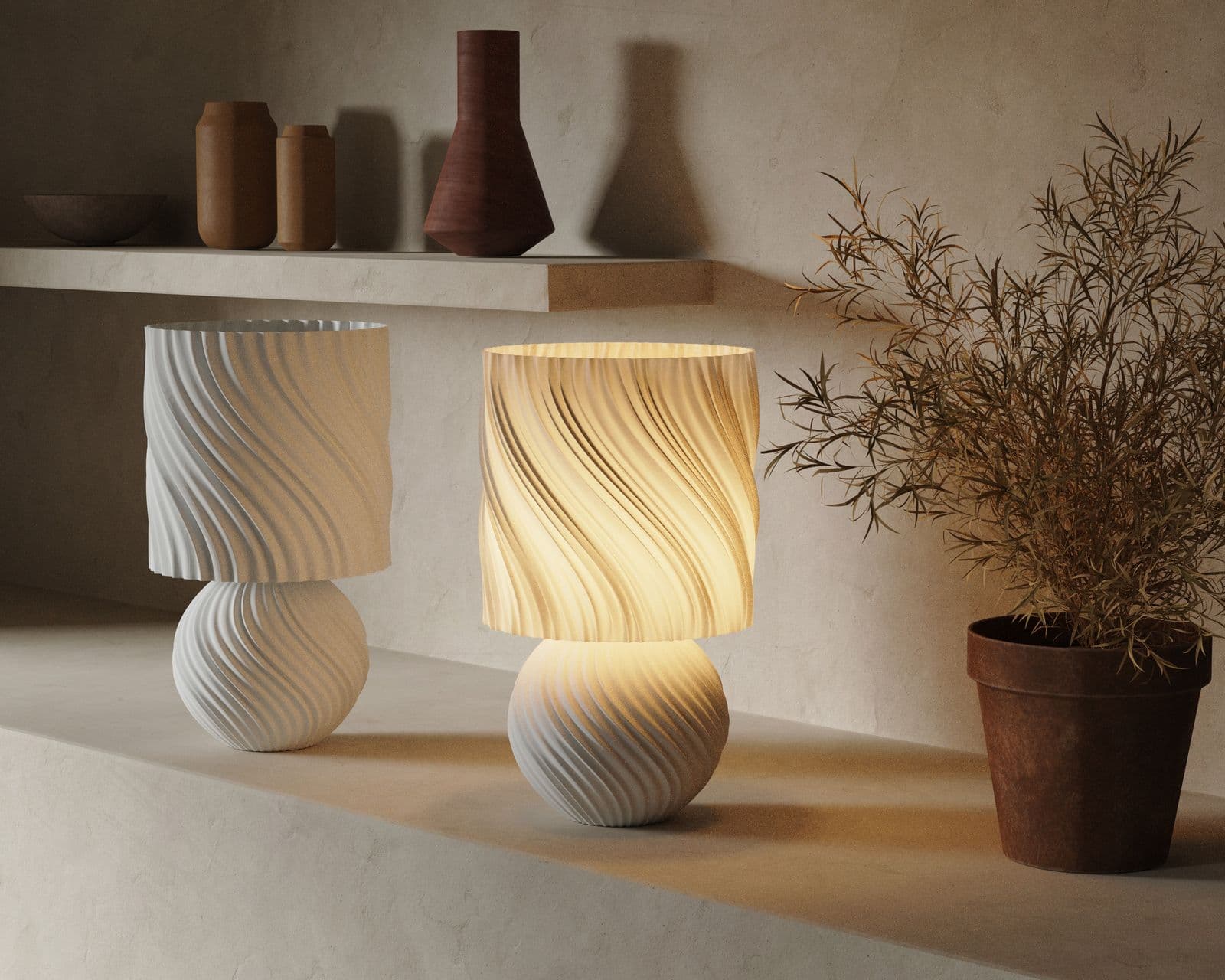 STONED LAMP — Japandi Ambient Wave Table Lamp — 1