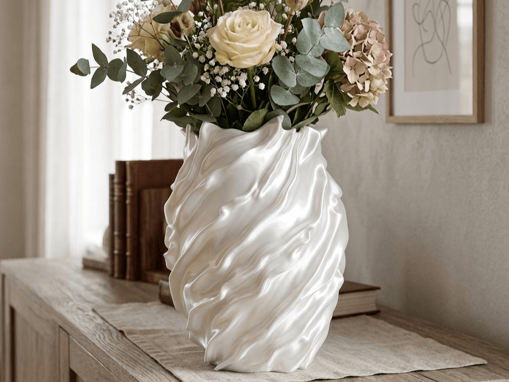 SilkFlow Vase – Flowing Decorative Flower Vase — 1