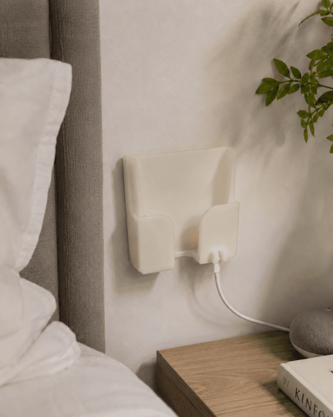 Wall-Mounted Phone Holder with Cable Manageme — 2