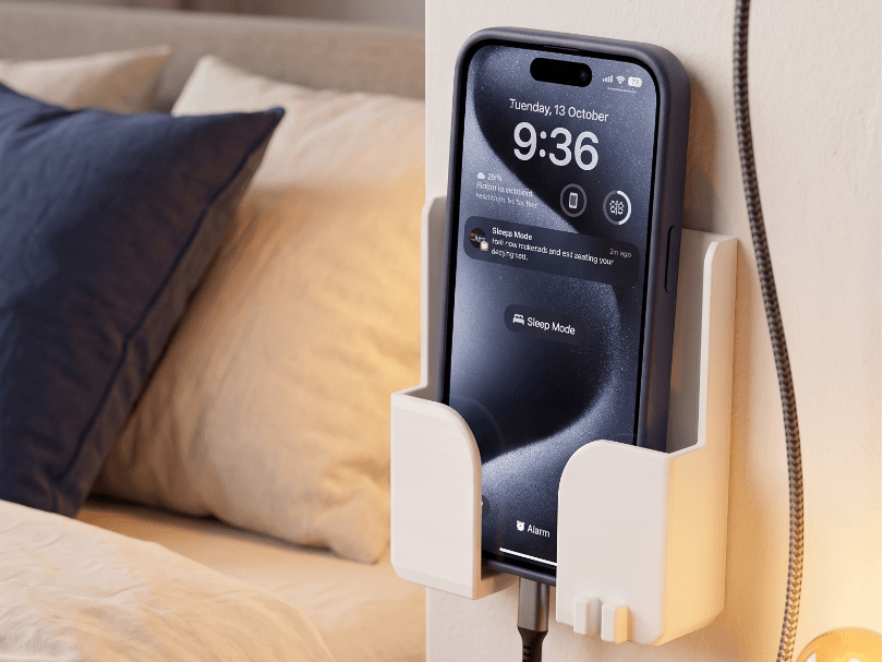Wall-Mounted Phone Holder with Cable Manageme — 4