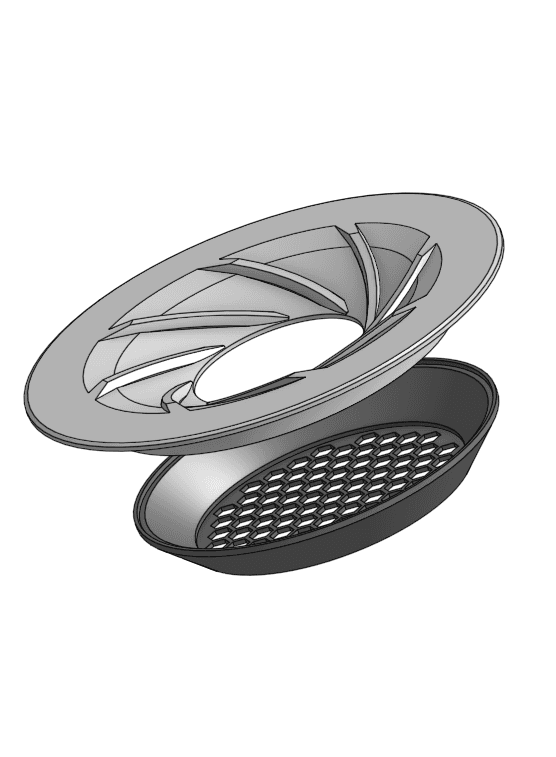 Round swirl sink drain with catcher — 1