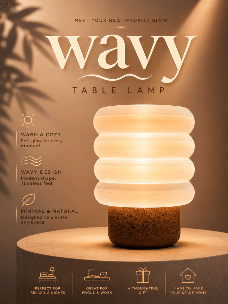 Wavy Ambient Lamp - Modern Minimal Cozy Table Lamp — 1