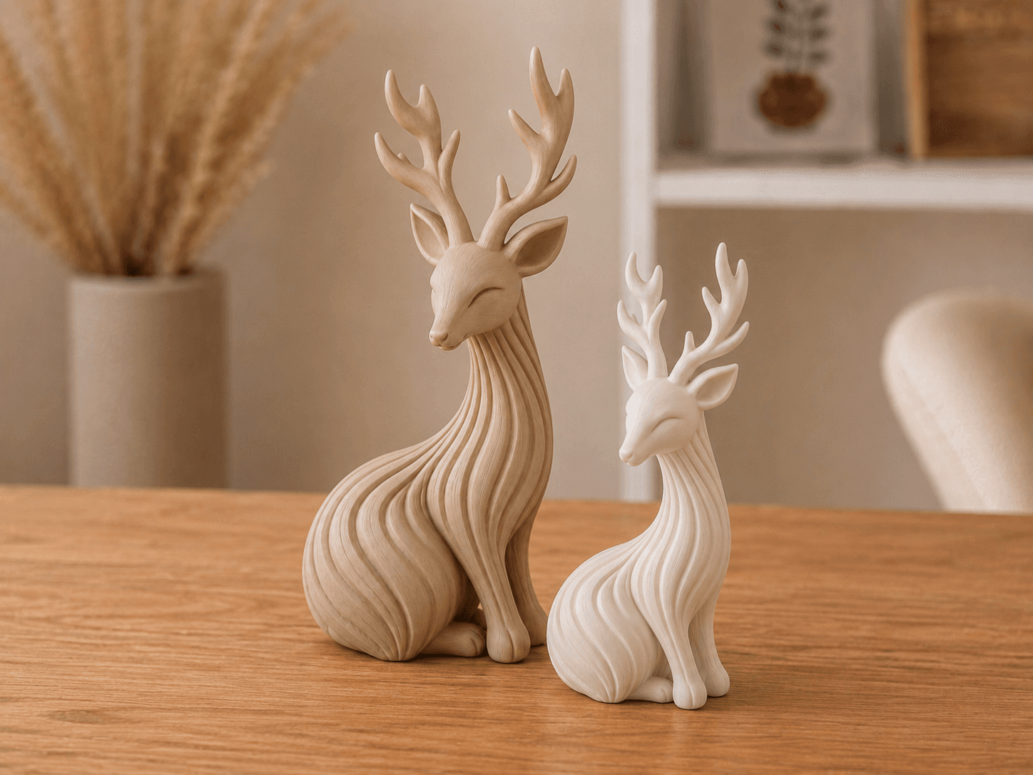 Minimalist Deer Couple – Japandi Christmas Home — 1