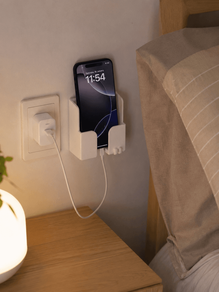 Wall-Mounted Phone Holder with Cable Manageme — 1