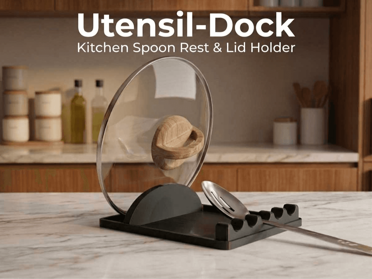 Utensil-Dock: Kitchen Spoon Rest & Lid Holder — 4