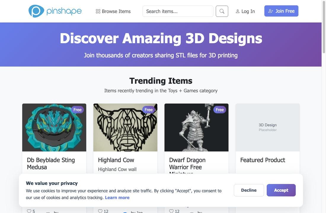Pinshape: Website snapshot · October 2026