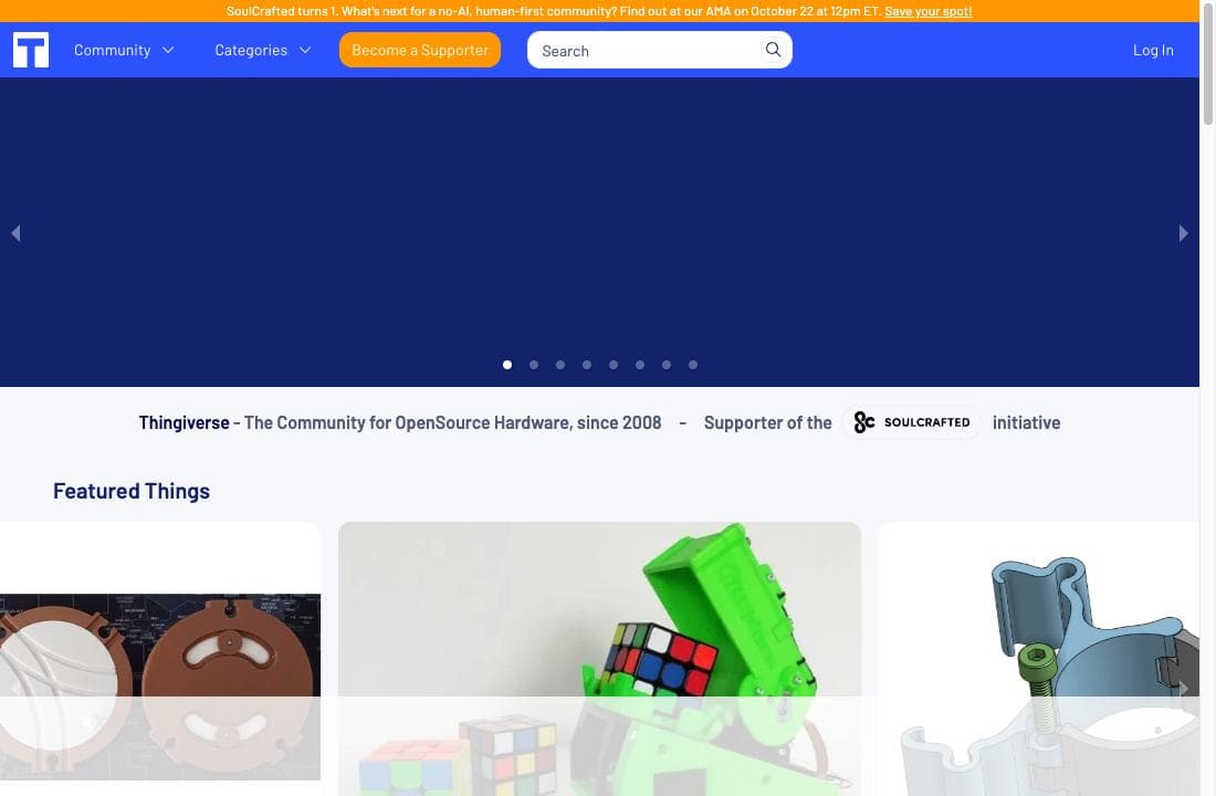 Thingiverse: Website snapshot · October 2026