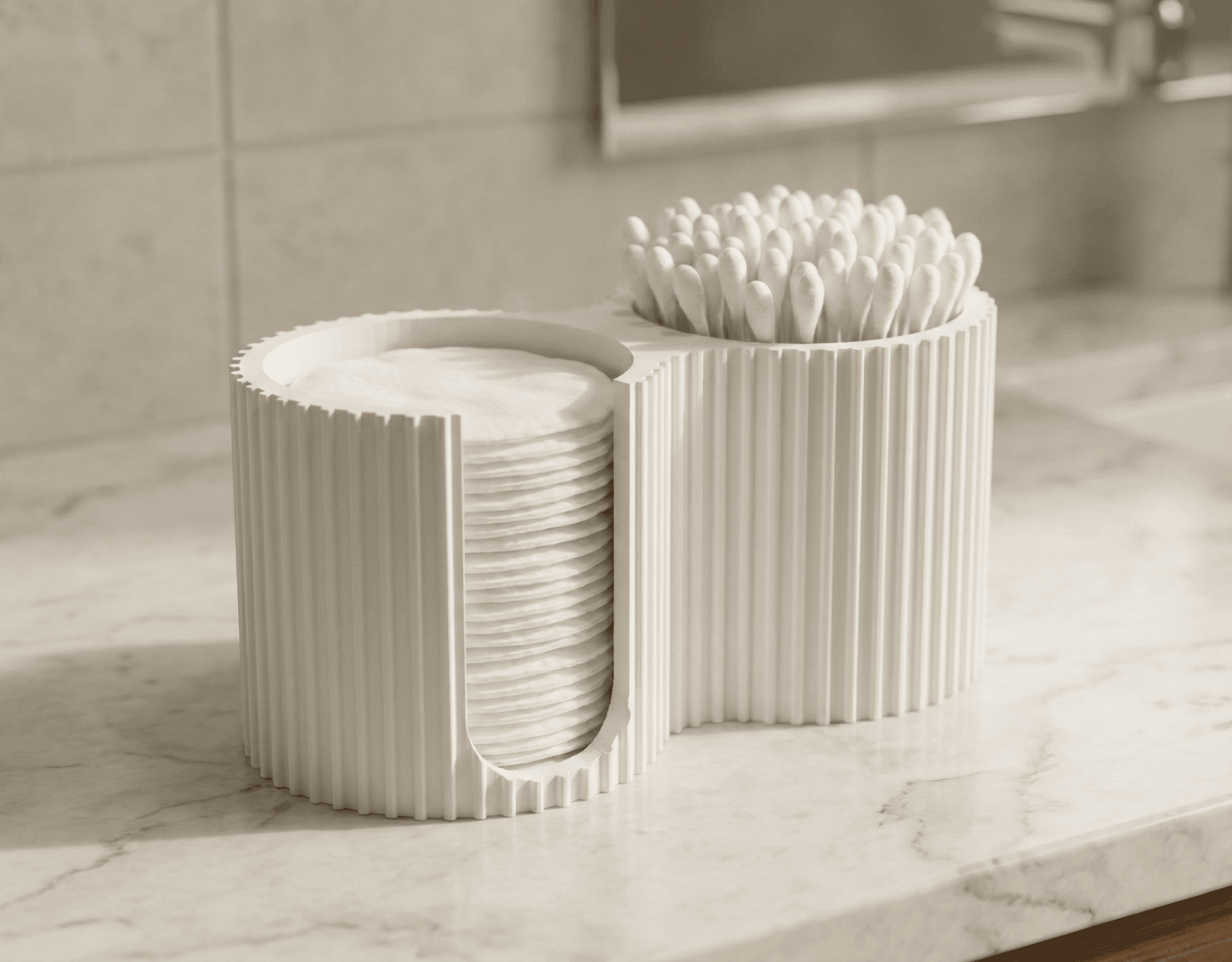 Pads & Swabs Holder Ribbed Bath Organizer — 1