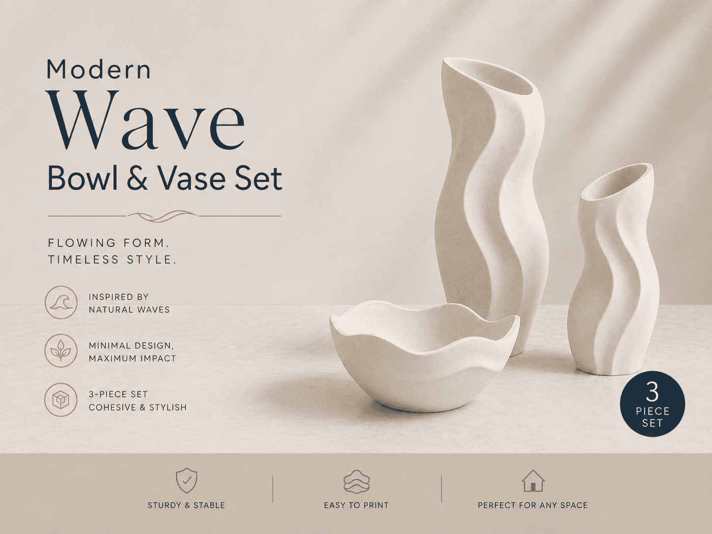 modern wave vase set — 2